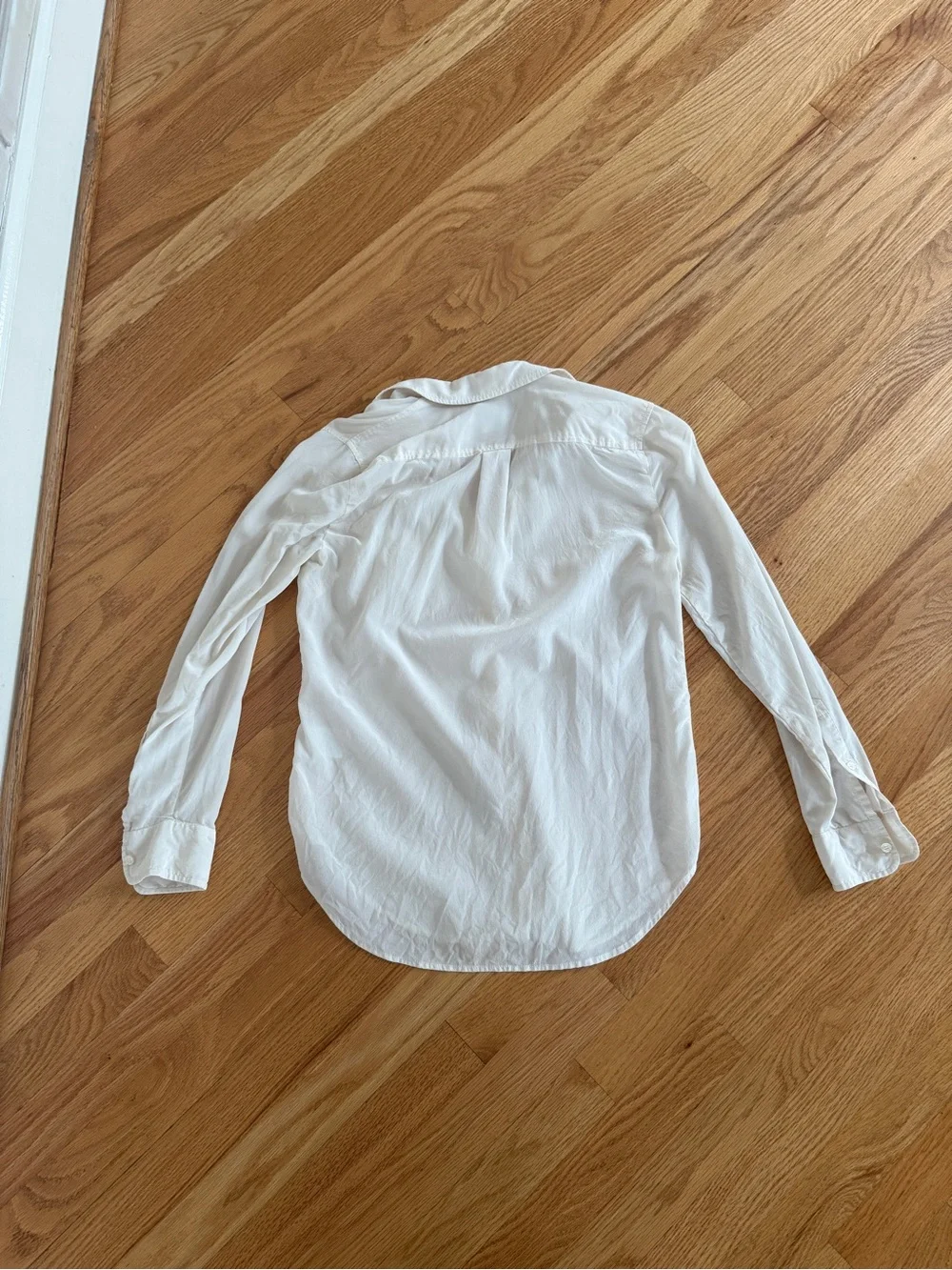 J crew 365 100% silk button up cream shirt